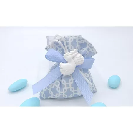 Sacchetto nascita e battesimo 3414 sacchetto piccolo fantasia geometric celeste Liete Creazioni - 1