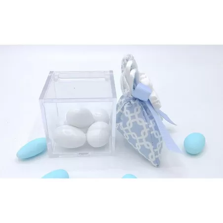 Sacchetto nascita e battesimo 3414 sacchetto piccolo fantasia geometric celeste Liete Creazioni - 2