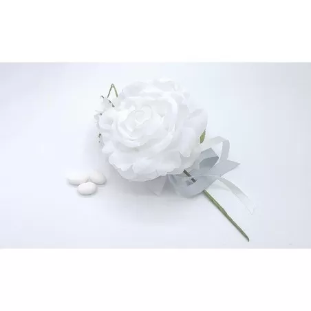 Sacchetto matrimonio ck6291/white tralcio rosa grande - 1