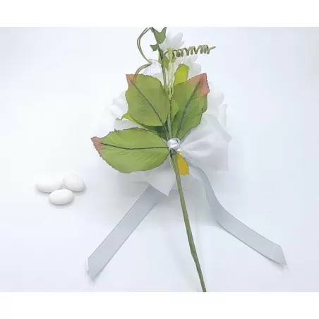 Sacchetto matrimonio ck6291/white tralcio rosa grande - 2