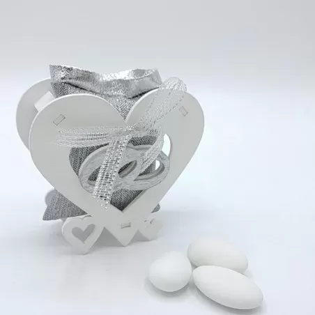 Scatoletta legno a cuore con fedi - 2
