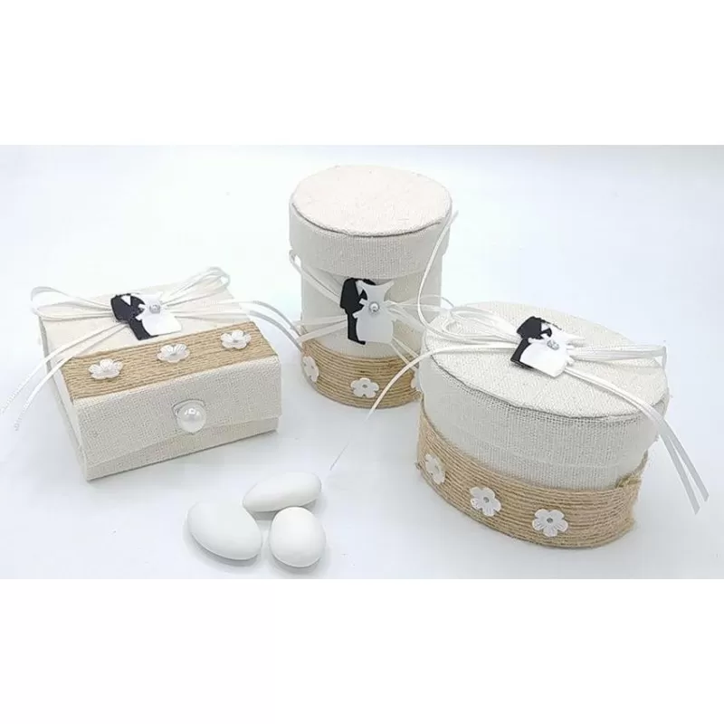 Scatoletta in stoffa con abito sposi - 1