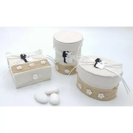 Scatoletta in stoffa con abito sposi - 1