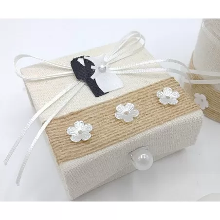 Scatoletta in stoffa con abito sposi - 2