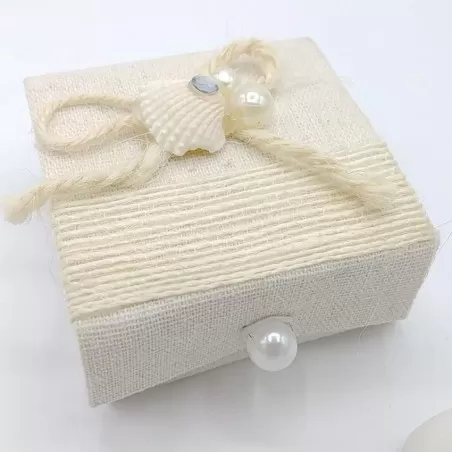 Scatoletta in stoffa con applicazione conchiglia tema mare - 2