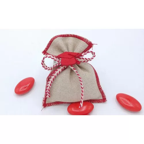 Sacchetto laurea tela mare con cuciture rosse bustina piccola Liete Creazioni - 1