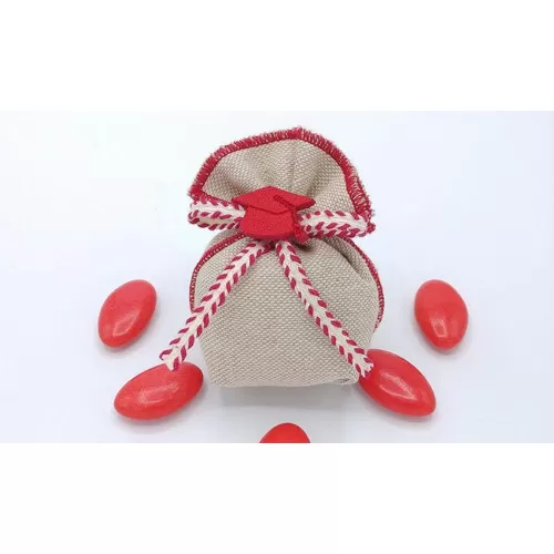 Sacchetto laurea tela mare con cuciture rosse fagottino Liete Creazioni - 1