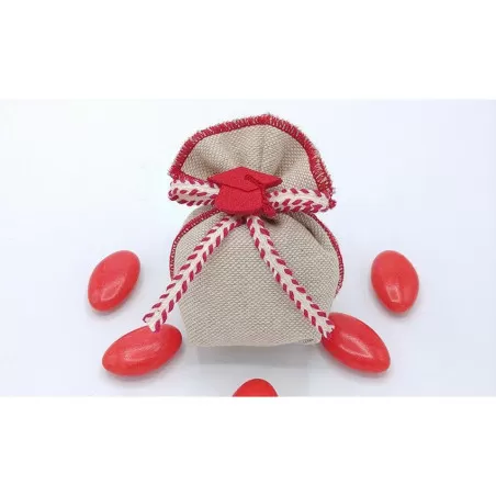 Sacchetto laurea tela mare con cuciture rosse fagottino Liete Creazioni - 1