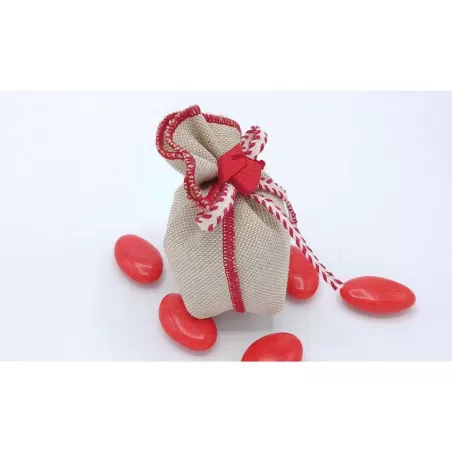 Sacchetto laurea tela mare con cuciture rosse fagottino Liete Creazioni - 2