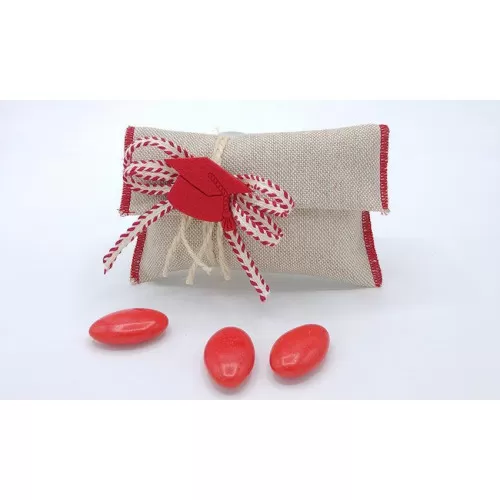 Sacchetto laurea tela mare con cuciture rosse busta lettera Liete Creazioni - 1