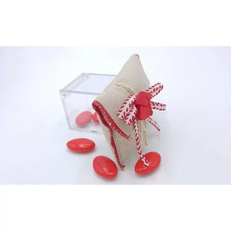 Sacchetto laurea tela mare con cuciture rosse busta lettera Liete Creazioni - 2