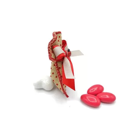 Sacchetto laurea juta ecru´ con pois rossi busta piccola Liete Creazioni - 2