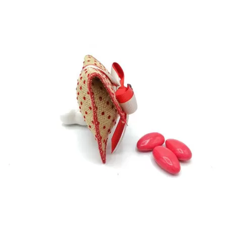 Sacchetto laurea juta ecru´ con pois rossi busta lettera piccola Liete Creazioni - 2