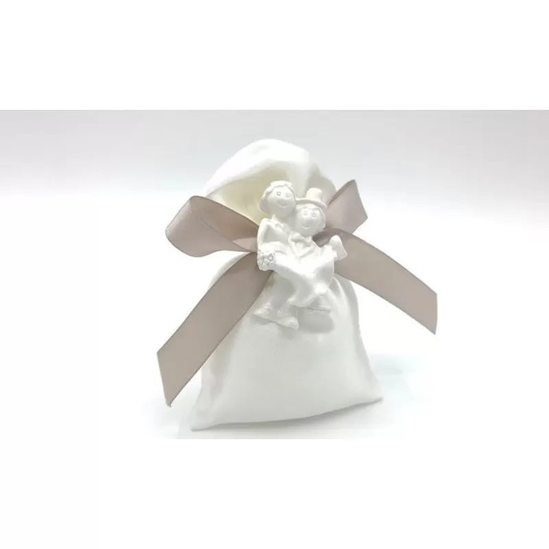Sacchetto matrimonio busta media raso panna con magnete sposi Claraluna - 1