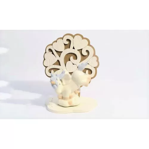 Bomboniera nascita e battesimo claraluna 19932/2-A albero della vita con unicorno azzurro piccolo Claraluna - 1