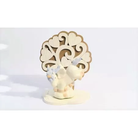 Bomboniera nascita e battesimo claraluna 19932/2-A albero della vita con unicorno azzurro piccolo Claraluna - 1