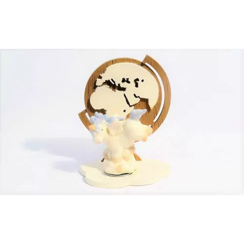 Bomboniera nascita e battesimo claraluna 19932/2-M mappamondo con unicorno azzurro piccolo Claraluna - 1