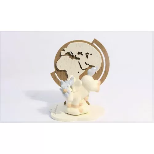 Bomboniera nascita e battesimo claraluna 19934/2-M mappamondo con unicorno azzurro grande Claraluna - 1