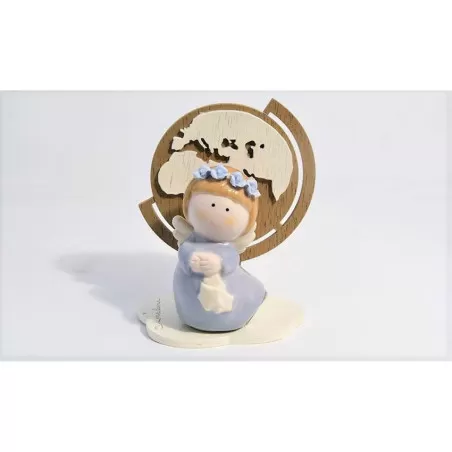 Bomboniera nascita e battesimo claraluna 19944/2-M mappamondo con angelo azzurro grande Claraluna - 1