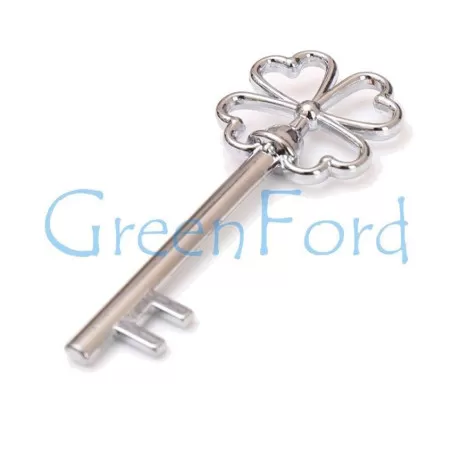 Bomboniera matrimonio chiave quadrifoglio con portachiavi Greenford - 2