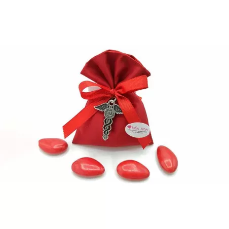 Sacchetto laurea taffetà rosso con applicazione simbolo laurea Tabor - 1