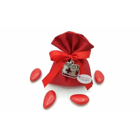 Sacchetto laurea taffetà rosso con applicazione simbolo laurea Tabor - 4