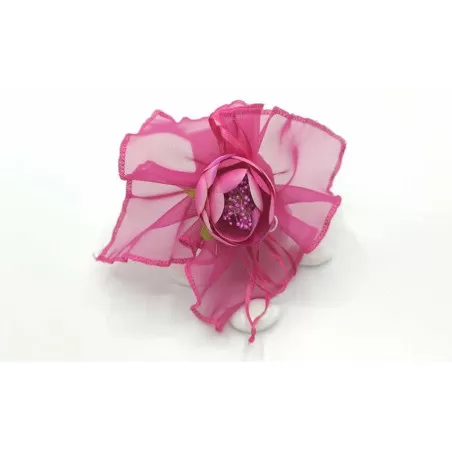 Sacchetto ACZ09 Fazzoletto velo organza con fiore 4 colori assortiti - 3