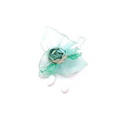 Sacchetto ACZ09 Fazzoletto velo organza con fiore 4 colori assortiti - 4