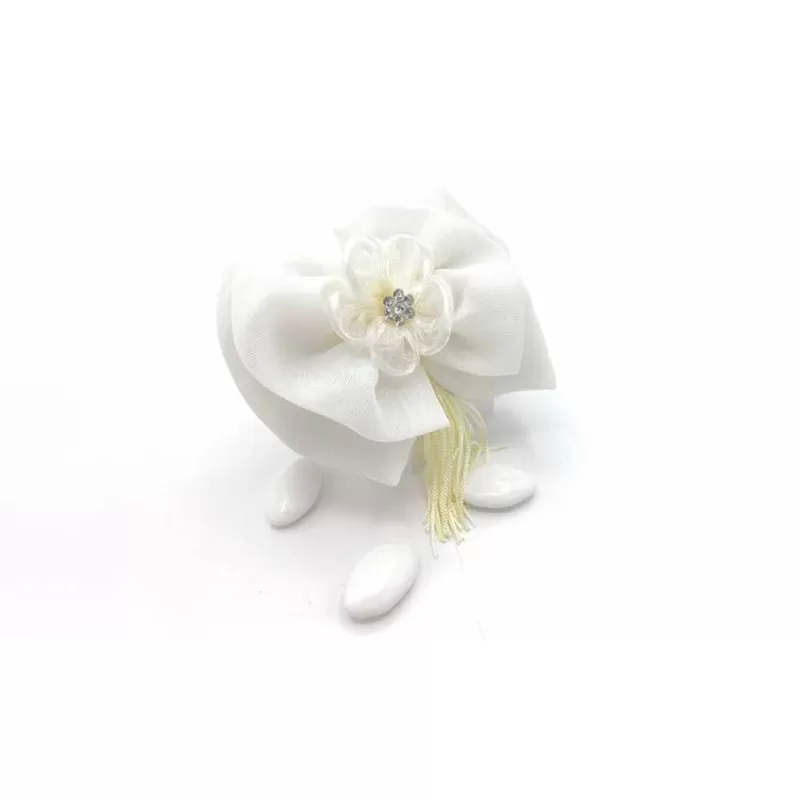 Sacchetto ACZ208 Fiocco velo organza con fiore in 2 colori assortiti - 1