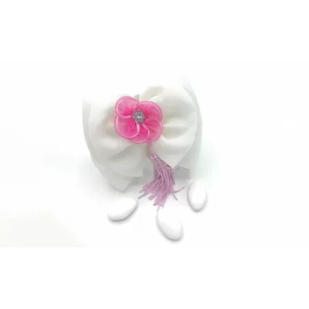 Sacchetto ACZ208 Fiocco velo organza con fiore in 2 colori assortiti - 2