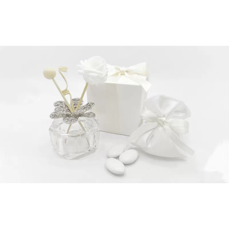 Bomboniera matrimonio outlet ML916 profumatore con fiore strass - 1