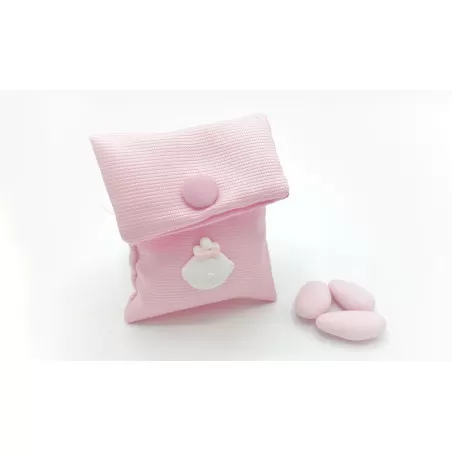 Sacchetto nascita e battesimo k146/rbusta con bottone e gessetto bimba rosa - 1