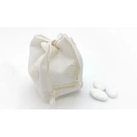 Sacchetto prima comunione outlet 27578 saccoccio bianco con pois beige - 1