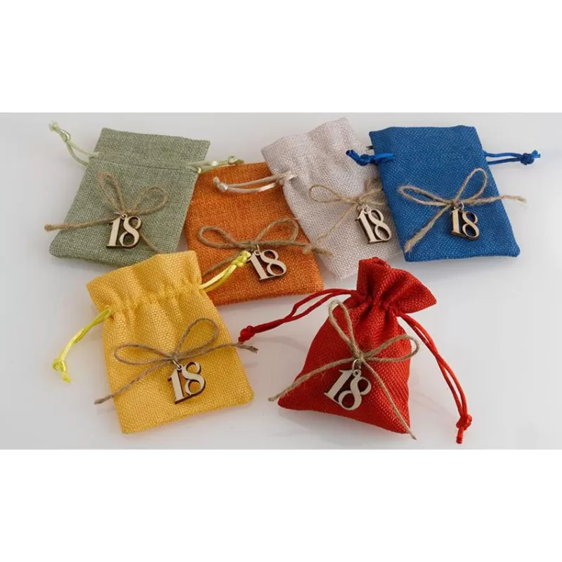Sacchetto diociottesimo compleanno ACL110 busta colorata con numero 18 - 1