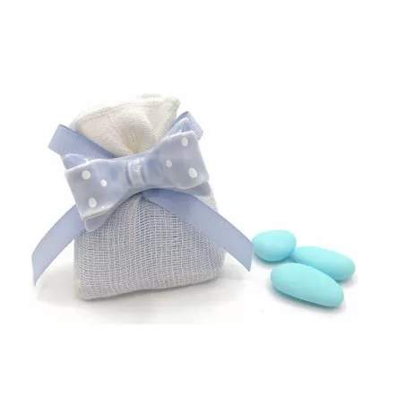 Sacchetto nascita e battesimo pb107/b bustina con applicazione fiocco magnete celeste - 1