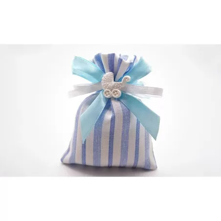 Sacchetto nascita e battesimo CK7150/c Busta righe con applicazione gessetto - 1