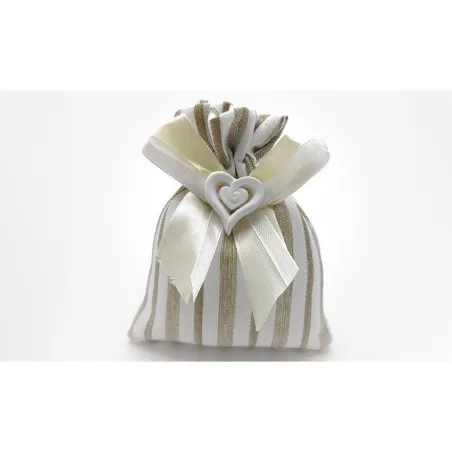 Sacchetto matrimonio ck7150 Busta righe con gessetto cuore - 1