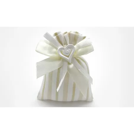 Sacchetto matrimonio ck7150/pn Busta righe beige con gessetto cuore - 1