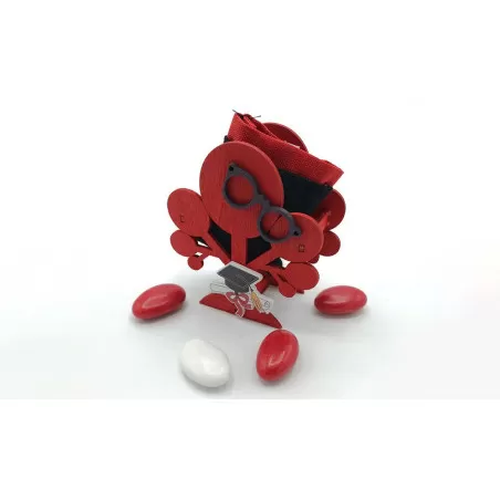 Portaconfetti diploma e laurea CK7179 scatola legno con tocco e pergamena - 1