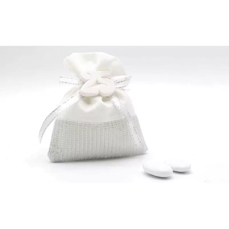 Sacchetto nozze d´argento C1902 busta con 25 in gessetto - 1