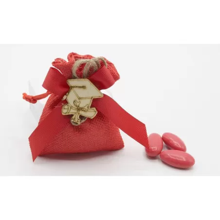 Sacchetto laurea ACL111/R busta rossa con applicazione tocco e pergamena - 1