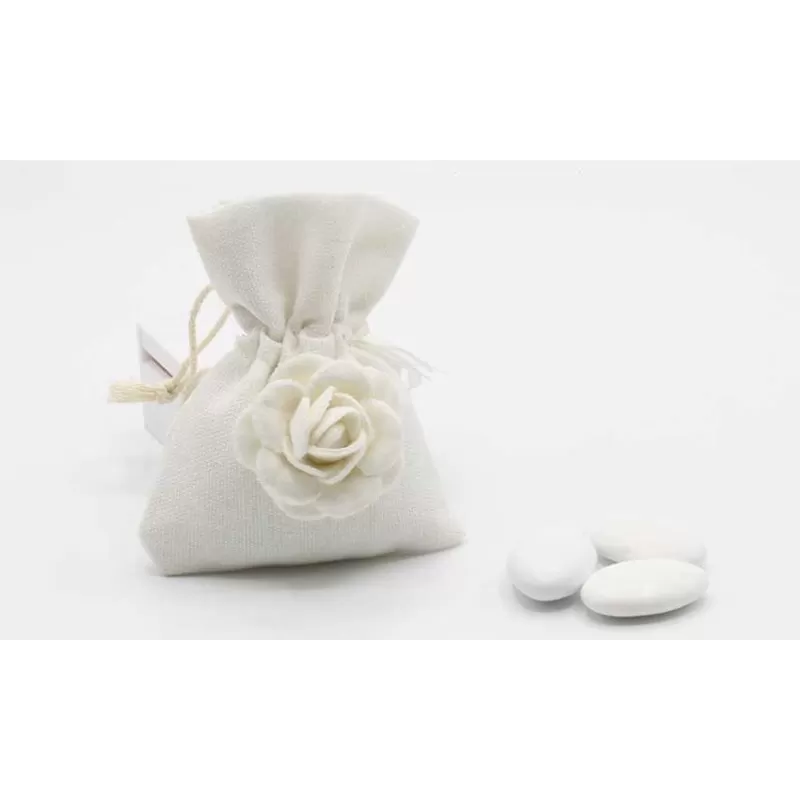 Sacchetto matrimonio cupido panna con rosa Cupido - 1