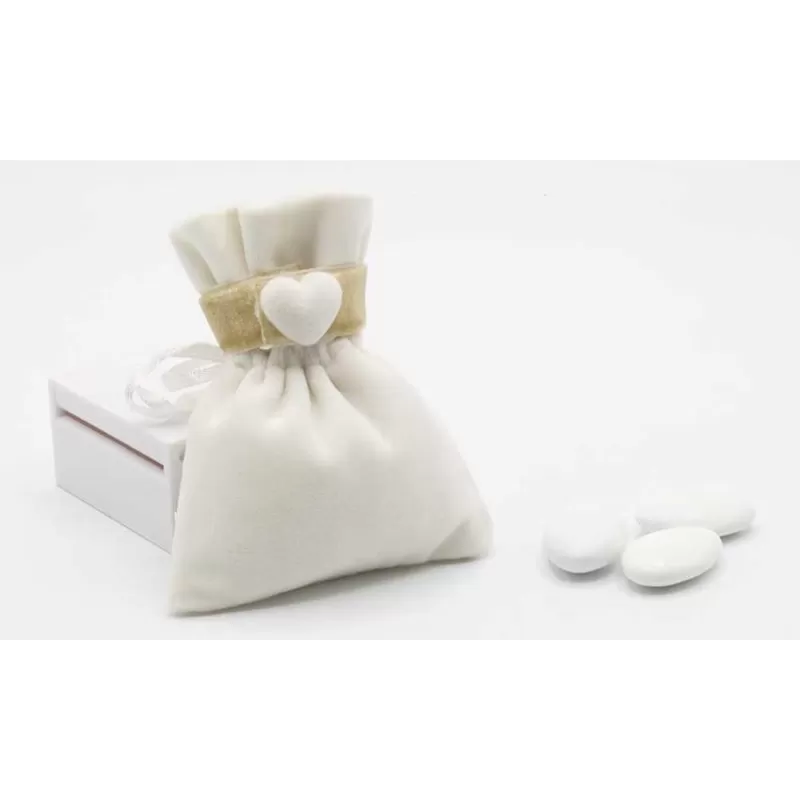 Sacchetto matrimonio cupido panna con cuore Cupido - 1
