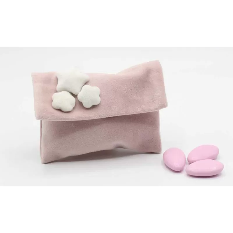 Sacchetto nascita e battesimo cupido busta rosa con stelle Cupido - 1
