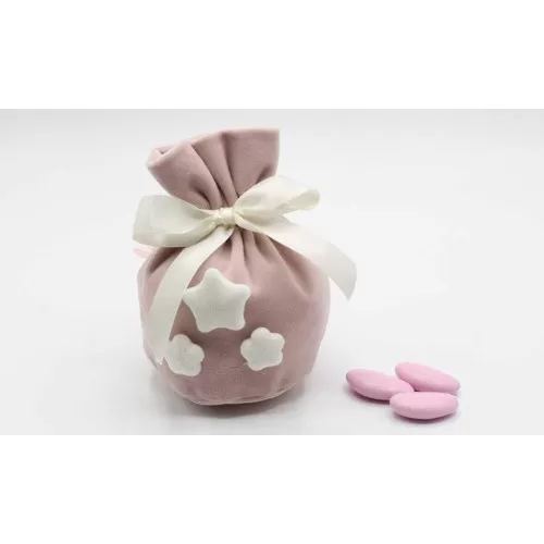 Sacchetto nascita e battesimo cupido rosa con stelle Cupido - 1