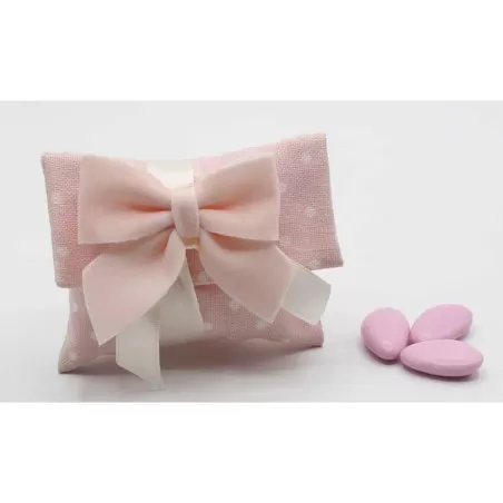 Sacchetto nascita e battesimo cupido busta rosa pois con fiocco Cupido - 1