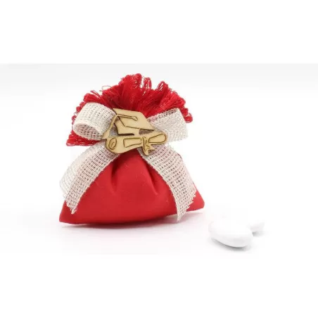 Sacchetto laurea 10x16T con frangia rossa e applicazione tocco - 1