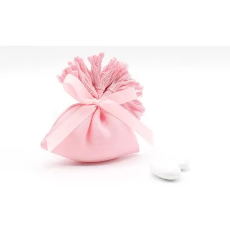 Sacchetto nascita e battesimo 10x16R con Frangia rosa - 1