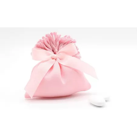 Sacchetto nascita e battesimo 19x12R con Frangia rosa - 1