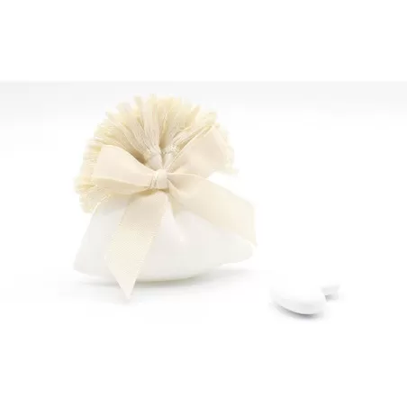 Sacchetto matrimonio 10x16cre con frangia crema - 1
